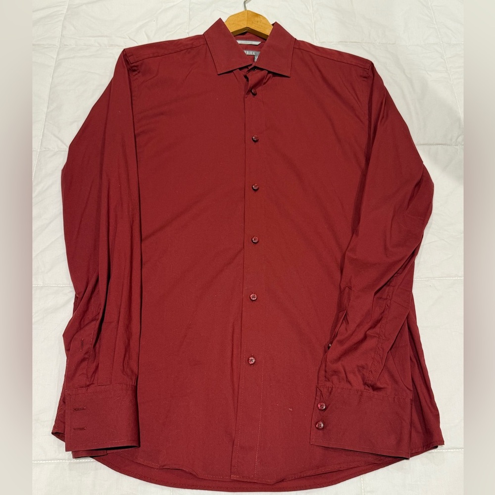 Elegant Burgundy Men's Dress Shirt